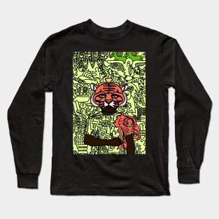 Switzerland - Green-Eyed Male Character with Animal Mask and Doodle Accent Long Sleeve T-Shirt